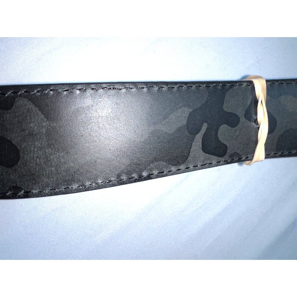 George Men’s Reversible Black Camouflage Faux Leather Belt 35mm wide Length 40in